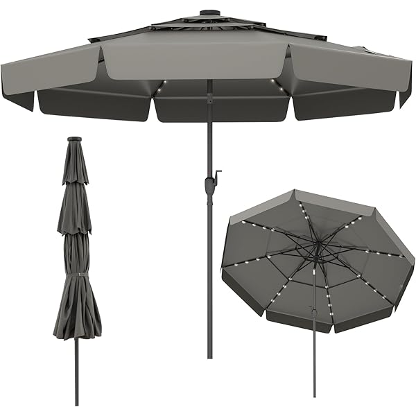 KOMFOTTEU Parasol de Jardin inclinable avec Manivelle, 265cm, Parasol d'Extérieuren avec 18 Baleines, Parasol Rond avec Protection UV pour Patio, Balcon, Picine, Marron, 265 x 250 cm (H KOMFOTTEU Parasol de Jardin inclinable avec Manivelle, 265cm, Parasol d'Extérieuren avec 18 Baleines, Parasol Rond avec Protection UV pour Patio, Balcon, Picine, Marron, 265 x 250 cm (H