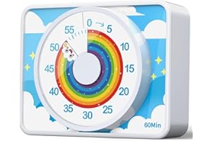 VOCOO Timer Visivo per Bambini per Aula-Conteggio Alla Rovescia Silenzioso di 60 Minuti,Magnete Potente per Aula/Scrivania,Strumento di Gestione del Tempo per Studio,Cucina,Ufficio(Bianco)