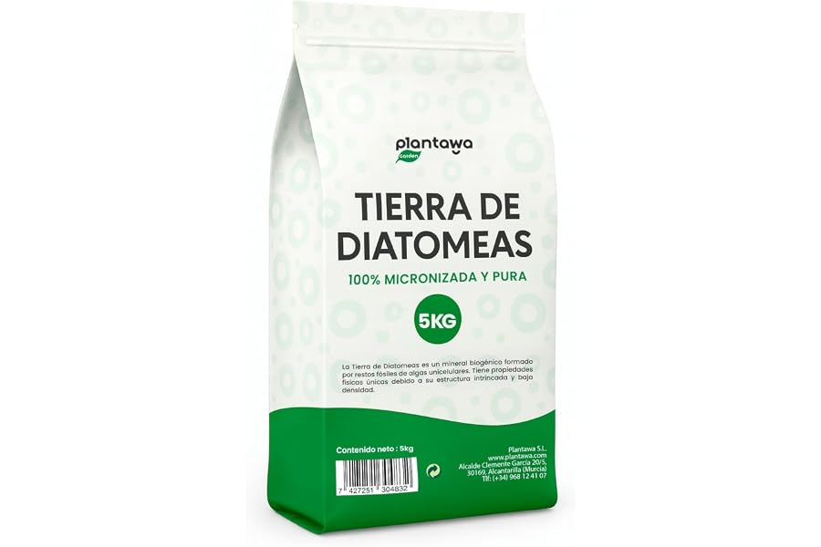 PLANTAWA Tierra de Diatomeas 5 kg | Polvo Ultrafino de Alta Pureza | Materia Prima Natural Sin Tratamientos Químicos | El emb