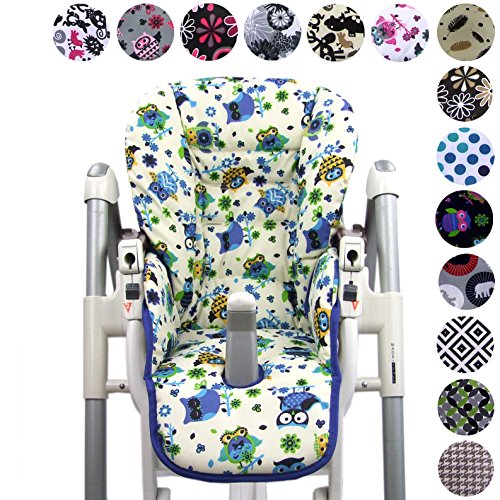 BambiniWelt Sitzkissen Ersatzbezug für Peg Perego Prima Pappa Diner * 7 FARBEN EULE MOTIVE * NEU Eulen