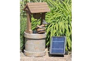 Primrose 50cm Solar Powered Wishing Well Water Feature Outdoor Garden Fountain Self Contained