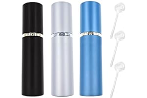 ZHIYE 10ML Perfume Atomiser Spray Bottle, 3 Pieces Refillable Refilling Travel Size Perfume Bottles in Pocket & Handbag, Deep Blue+Matte Black+Matte Silver