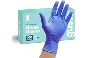 Comfy Package GUSTO [100 Count] Blue Nitrile Gloves, Disposable Gloves - 4 Mil, Latex & Rubber Free, Non-Sterile Powder Free Gloves - Large [Formerly