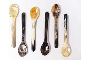 SYSOW 6 cucchiaini per uova a forma di corno dritti, con venature vivide, qualità 1A = 12 cm
