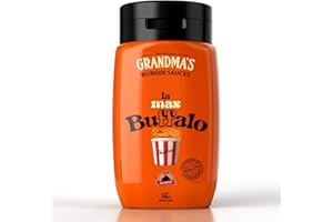 Max Protein Grandma's - LA MAX BUFFALO - Salsa Búfalo - Salsa Toque Picante e Intenso, para Allitas, Hamburguesas - Menos de 18 kcal por toma - Baja en Azúcares y en Grasas - Colab "Cocina del Pirata"