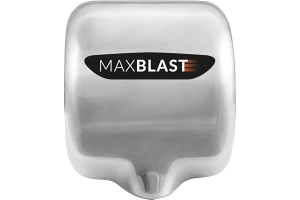 Maxblast Snabbtorkande Automatisk Elektrisk Handtork HEPA-filter Kommersiell Toalett Badrum Energisparande 7 Sekunder Torkningstid Polerat Rostfritt Stål Silver 72DB Väggmonterad GRATIS Monteringskit