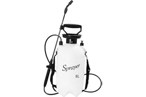 GARTOL Pump Sprayer in Lawn and Garden 1.3-Gallon Portable Pressure Sprayers for Fertilizer, Watering Plants, Cleaning, Includes Adjustable Cone Nozzles and Portable Shoulder Strap (White)