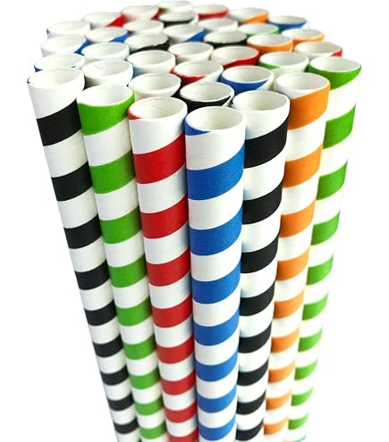 PAPSTAR Lot De 200 Pailles à Thé à Bulles En Papier - Diamètre 12 Mm, 20 Cm, Couleurs Assorties - Écologiques