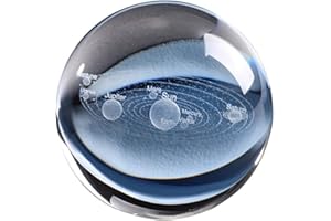 BESPORTBLE Bola de cristal con sistema solar 3D, esfera de cristal transparente planeta educativa, modelo cósmico, bola de cristal grabada para el hogar, salón, oficina, decoración