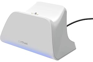 TRUST GAMING Trust GXT 255W PS5 stacja ładująca do kontrolera Dualsense, Playstation 5 LED z designerskim miejscem, szybkie ładowanie, antypoślizgowa podkładka, w zestawie kabel USB-C C, akcesoria PS5, biała