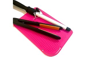 LESSMON Large Heat Resistant Mat for Curling Irons, Hair Straightener, Flat Irons and Hot Hair Styling Tools, Pink