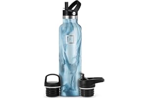 IRON °FLASK Kemping i piesze wycieczki stołówki nawadniające - 3 pokrywki (wąska pokrywka słomki) szczelna izolowana próżniowo stal nierdzewna - sportowa butelka na wodę z podwójnymi ściankami -