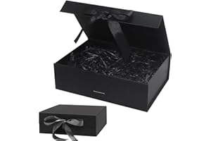 VAVICRAP Geschenkbox mit Deckel Schwarz Geschenkkarton Dekorative Schwarze Box mit Schleife Rechteckige Geschenkbox Hochzeit Groß Geschenkverpackung für Geburtstag Hochzeiten 21 * 17 * 7cm