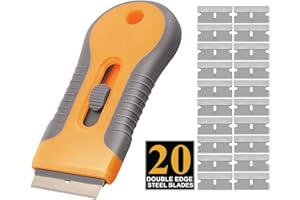 CLEANSTRO Ceramic Hob Scraper for Glass Hobs Non Scratch - 20 Easy Scraper Blades - Plastic Super Oven Scraper Tool - Wall Window Door Floor Tile Cooker Induction Limescale Sticker Remover Paint Cleaning Razor