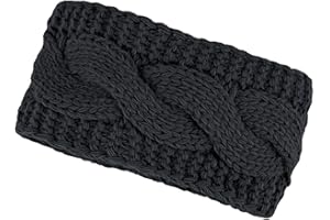 ‎NEVERLESS Neverless® warmes Damen Strick-Stirnband Fleece Futter Zopfmuster Ohrenschutz Haarband Knite Headband schwarz unisize
