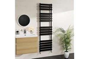 Warmehaus Minimalist Bathroom Flat Panel Heated Towel Rail Radiator Rad Black 1600x450mm - Modern Central Heating Space Saving Radiators - Perfect for Bathrooms