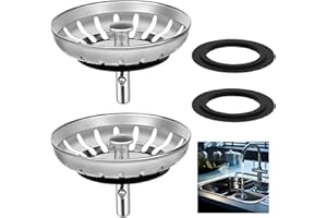 HUANGYIHAN 2 coladores de acero inoxidable para fregadero, ajuste universal del Reino Unido, 78 mm, repuesto de tapón de fregadero de cocina y recogedor de pelo de alimentos, compatible con Franke/Blanco/Belfast
