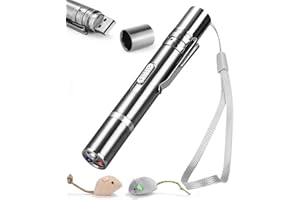 heuchaey Giocattoli per Gatti Puntatore a LED,Giochi Interattivi per Gatti con 2 Topo Giocattolo,USB Ricaricabile 3 in 1 Funzione,Mini Torcia, Luce Rossa,Luce UV,per Gatto Cane Chaser