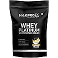 NAKPRO Platinum Whey Protein Isolate 1kg Banana | 28g Protein, 6.4g BCAA | Trustified Certified 100% Authentic Supplement Powder & No Adulteration | Low Carbs, Fast Absorbing Whey Protein Powder