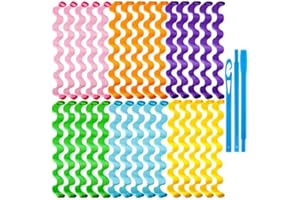 FAMINI Stück Lockenwickler für Lang Haar, 30 pcs Lockenwickler Spiral Locken Styling Kit Keine Hitze Haar Lockenwickler Wellen Stile mit 2 Stück Styling Haken fur Lange Haare Kurze Haare (30 cm)