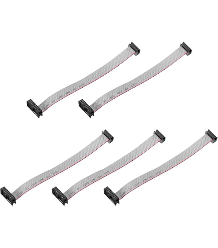 4-Pack Flat Ribbon Cable – 10 Pin Male DB9 To FC-10, 30cm Long, 2.54mm Pitch – For PC, LED Displays & More-595256