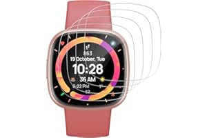 VideoSecu 4 Stück für Panzerglas für Fitbit Versa 3/Fitbit Versa 4/Fitbit Sense 2/Fitbit Sense Schutzfolie, Flexible Selbstheilende TPU Folie, Blasenfreie, Kratzfest, Anti-Fingerabdruck
