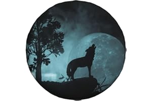 ZHIMAHOU Universal Ersatz Ersatzrad Abdeckung Heulender Wolf gegen Dunkelheit Wasserdicht Reserveradabdeckung Staubdicht Reifen für Anhänger, Wohnmobil, SUV, Geländewagen Rad 14 Zoll