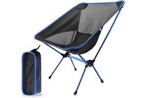 LSLANSOON Ultralight Portable Camping Chair, Compact Folding Backpacking Chair, Collapsible Beach Chair Patio Dining Chair with Carrying Bag for Outdoor Hiking Fishing Backyard Picnic Travel (Deep Blue)