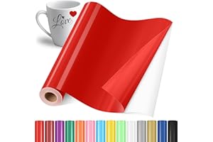 YAFLC Vinilo Adhesivo Rojo, 30.5x400cm Rollos de Vinilo Permanente, Film Autoadhesivo para Vidrio, Tazas de Café, Cerámica, Regalos de Bricolaje