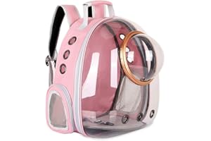 Sipobuy Sac à Dos avec Capsule d'espace pour Animal Domestique de Petite et Moyenne Taille, Transparent, Respirant, résistant à la Chaleur, pour Voyage, randonnée, Marche, Camping (Rose)