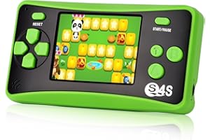 QINGSHE Portable Handheld Games for Kids Built in 142 Classic Video Games 2.5" LCD Screen Support TV Output Arcade Gaming Player System Birthday for Your Boys Girls 4-10(Green)