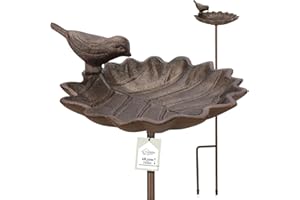 wildlife home Vogeltränke stehend groß auf Stab I Vogeltränke mit Erdspieß Garten, Balkon I Vogelbad frostsicher aus Gusseisen, Wassertränke für Vögel, Wildvögel