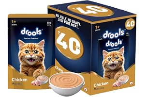 Drools Adult Cat Wet Mousse 80g Pack of 5, 400g | Chicken Flavour | Rich in Protein | Promotes Hydration & Easy to Digest| No Artificial Flavours | Packed with Essential Vitamins & Antioxidants