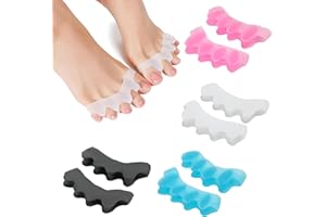 Luoqun88 Toe Separators Pair of 4, Toe Stretcher for Overlapping Toes to Relax Toes,Silicone Toe Straighteners for Hallux Valgus,Soft Gel Toe Spacers for Correct Bunions (4 Color)