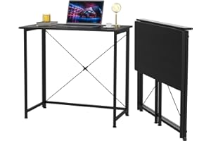 UTLENIANIE Scrivania Pieghevole Salvaspazio, 80x45x74cm Tavolo per Computer, Scrivania da Ufficio, Piccola Scrivania, Tavolo da Studio Porta PC Stabile e Salvaspazio per Soggiorno, Domestico, Campeggio (nero)