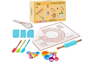 KDILEYO Kit per pasticceria per bambini, veri utensili da cucina per bambini, 19 pezzi, accessori Montessori, regalo per bambini 3 anni, 4 anni, 5 anni, 6 anni, 7 anni, speciale per dolci, biscotti, cupcakes