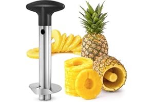 TRABAG 3 in 1 Ananasschneider Edelstahl - Ananas Schäler-Ananasentkerner Ananas-Entkerner Schneider,Entkerner Ananasteiler Schneider,für Home & Küche(Mehrweg)