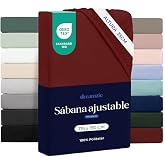Dreamzie - Fitted Sheet 135 x 190 cm Adjustable - 100% Microfibre - Soft | Bordeaux &middot; High Height 35 cm &middot; OEKO-TEX Certified