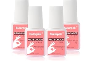 ‎SULARPEK Sularpek Nagelkleber - 4 Stück Nail Glue, Extra Stark für Kunstnägel, Tips & Gel Nägel, mit Pinsel, für Haus & Salon