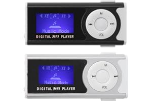 ZHJVIHX Reproductor MP3 de 16 GB, pantalla LCD, radio FM, sonido sin pérdida de alta fidelidad, linterna portátil MP3 para deportes, mini clip trasero LCD, mini pantalla, reproductor multimedia(negro)
