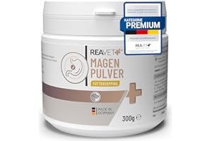 ReaVET Magenpulver für Hunde 300g mit Ulmenrinde ohne Aufkochen I sekundierend bei Durchfall, Blähungen, Grasfressen I Verdauungsunterstützung – Futtertopping Magen & Darm Pulver Slippery Elm Bark