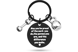 HEIGEBI Fitness Trainer Gifts Fitness Keychain Personal Trainer Thank You Gift Bodybuilding Appreciation Gift Gym Workout Jewelry Gift Fitness Instructor Retirement Christmas Birthday Present Dumbbell Keyring