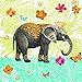 Produktbild 20 Serviette Elefant Blumen Schmetterling Butterfly 33x33 cm, 3-lagig, 1/4 gefaltet auf 16,5x16,5 cm