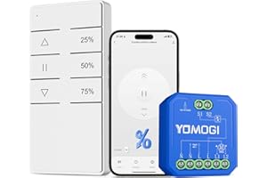 YOMOGI Module Volet Roulant Connecté avec Télécommande RF, Module WiFi pour Rideau Stores Compatible avec Alexa Google Home pour Contrôle en Pourcentage, Télécommande Appairée (1 Pack)