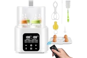 GXPJYCFOB Baby Bottle Warmer, 6-in-1 Bottle Steam Sterilizer for 4 Bottles with LCD Display & Remote Control, Fast Baby Food Heating & Defrost for Breastmilk & Formula, 48H Keep Warm,Smart Temp Control,BPA-Free