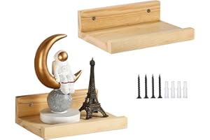 Z metnal Small Floating Shelves, Wooden Wall Shelf for Display Pictures Collectables Candles, 8'' Storage Shelves for Sauna Room, Wall Mounted, 20cm, 2 Pcs
