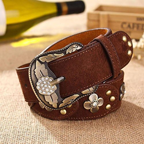 SZH&BELT Retro Diamond Rivets Belts Women 's Jeans Accessories Belt , coffee 102cm