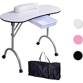 UISEBRT Faltbarer Maniküretisch Mit Absaugung – Mobiler Nageltisch Mit Rollen, 90 X 37 X 77 Cm, Schwarz