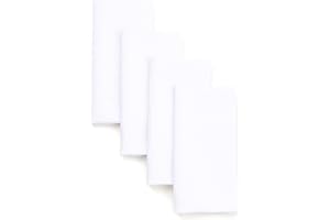 D'Moksha Homes Linen Dinner Napkins 18 x 18 Inch - 100% Pure Linen White Napkins Set of 4 - Washable White Cloth Napkins