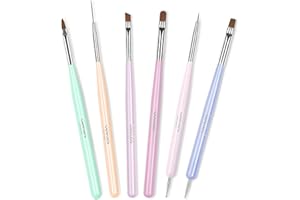 ‎BEETLES GEL POLISH Beetles Nagelpinsel Set – Nailart Pinsel Set 6Pcs Naildesign Brush Nageidesign Pinsel Set zum Punktieren Gravieren und Färben Nailliner Brush für die Heim-DIY-Maniküre